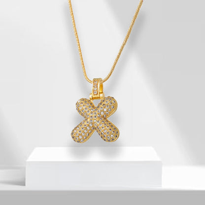 Bubble Letters Necklace with Pendant - LuxeLette-X-Nora Luxe