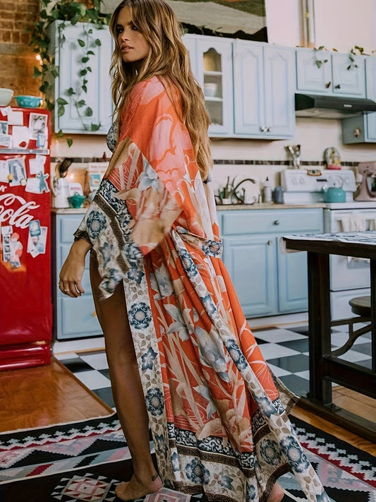 Vibrant Floral Summer Beach Cover Up - Pexav