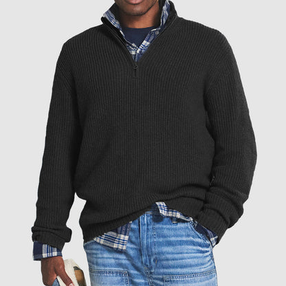 Business-Casual Men's Sweater with Zip - Vincent-Red-S-Nora Luxe