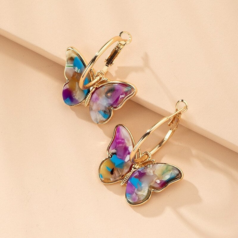 Colorful Wing Shaped Earrings - Pexav