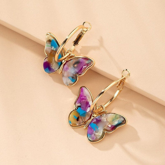Colorful Wing Shaped Earrings - Pexav