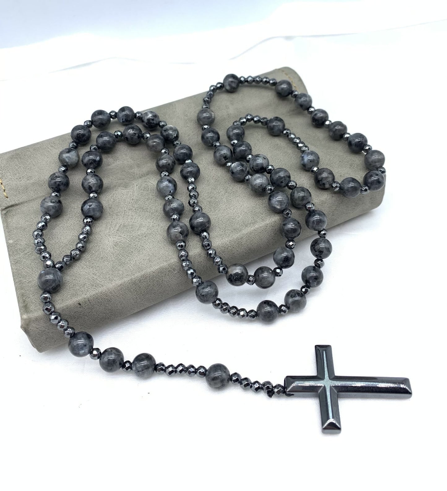 Men's Blue Gemstone Cross Chain Necklace