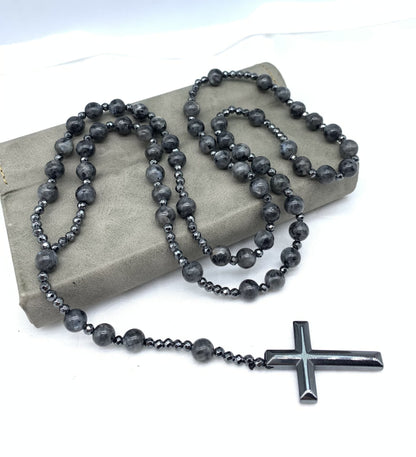 Men's Blue Gemstone Cross Chain Necklace