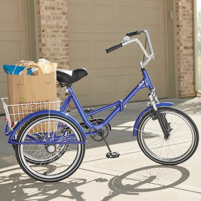 Collapsible 3 Wheel Adult Tricycle Bicycle with Storage Basket - Pexav