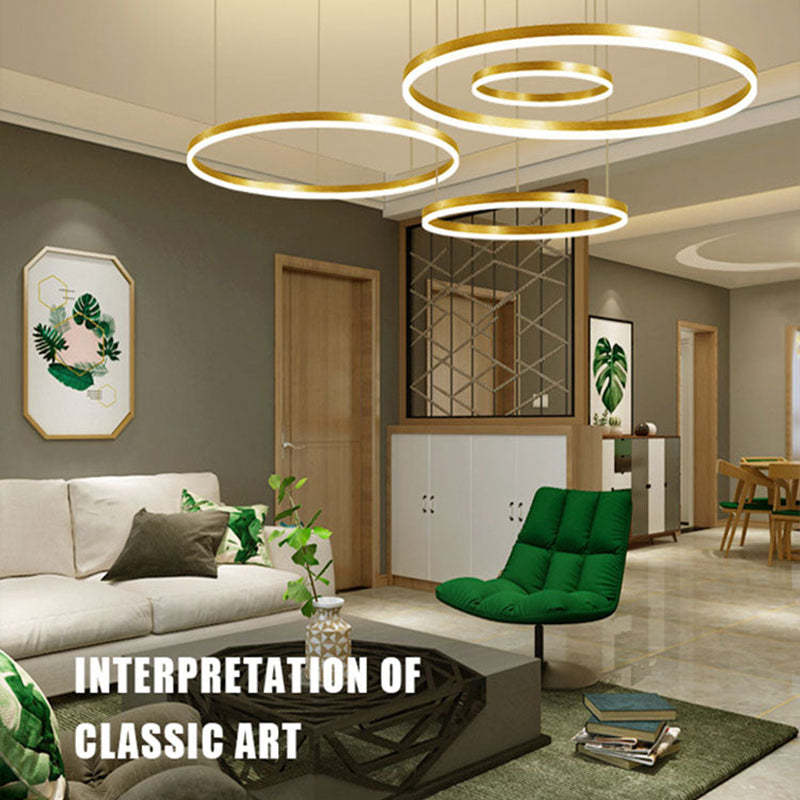 Stylish Pendant Light Circle Metal Black Gold Brown