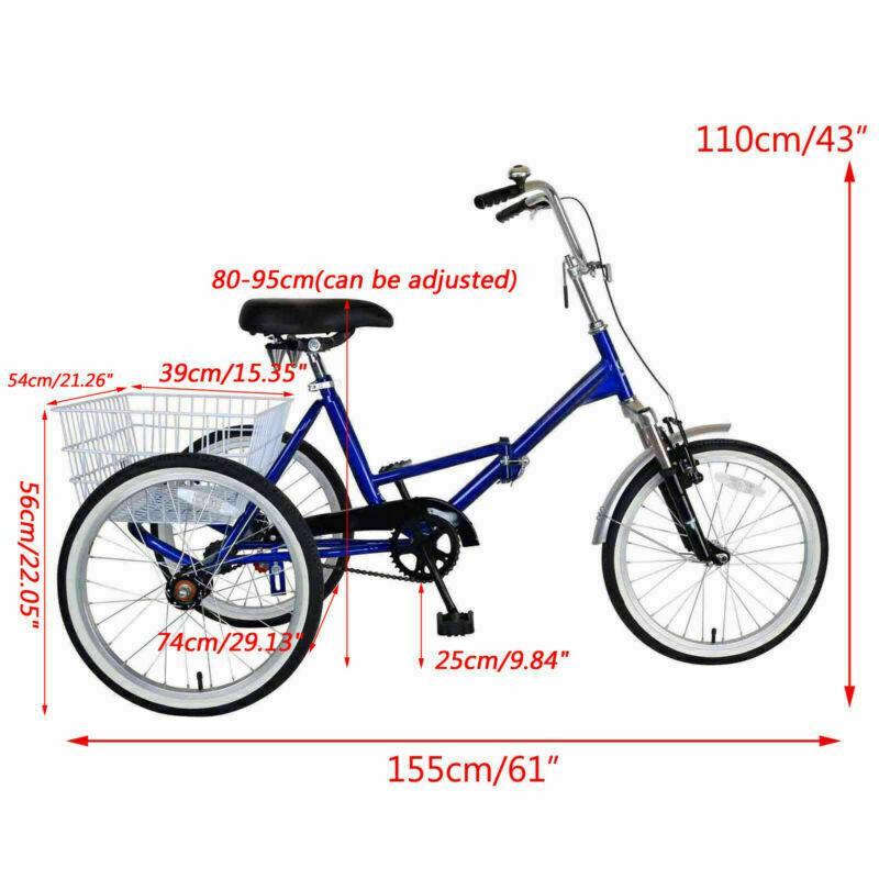Collapsible 3 Wheel Adult Tricycle Bicycle with Storage Basket