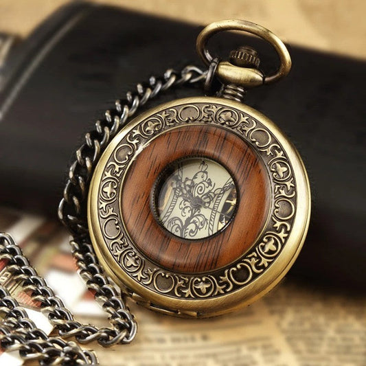 Vintage Wooden Pocket Watch for Men - Pexav