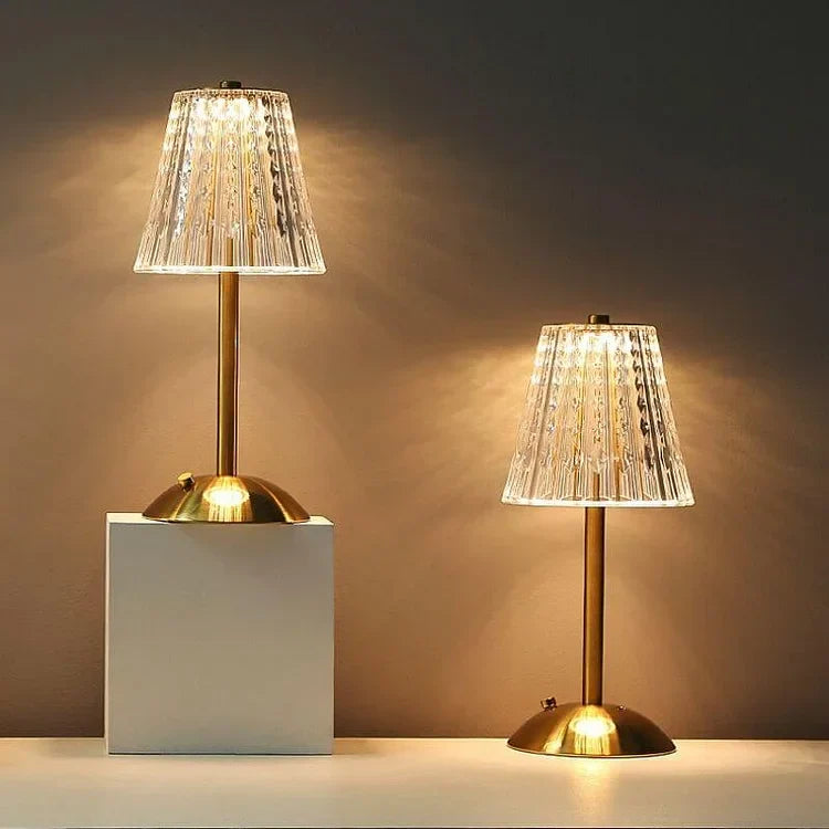 Luxurious Glass Table Lamp with Sparkling Crystal Shade