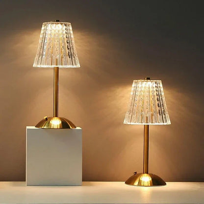 Luxurious Glass Table Lamp with Sparkling Crystal Shade