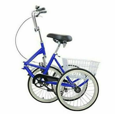 Collapsible 3 Wheel Adult Tricycle Bicycle with Storage Basket