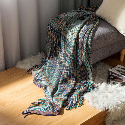 Vibrant Plaid Fringe Throw Blanket