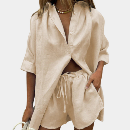 Relaxed 2-piece Women's Beach Outfit - Fiora - Pexav