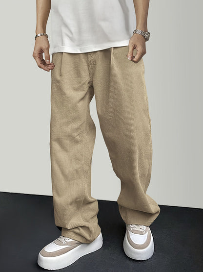 Casual Corduroy Men's Trousers with Drawstring - Mason-Dark Brown-S-Nora Luxe