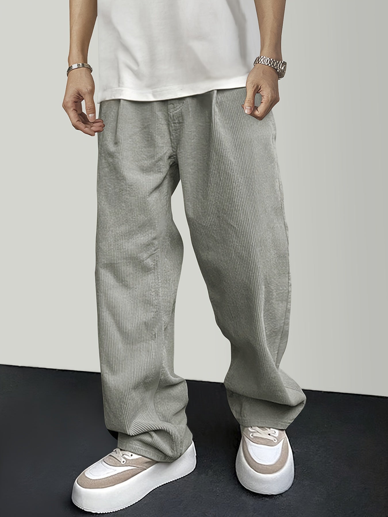 Relaxed Fit Cotton Mens Pants with Elastic Waist - Pexav