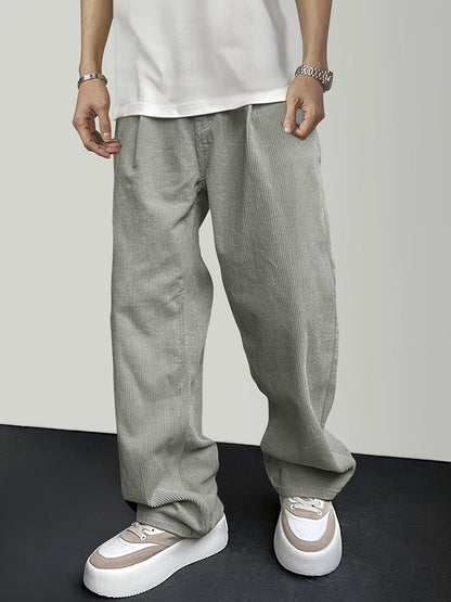 Relaxed Fit Cotton Mens Pants with Elastic Waist - Pexav