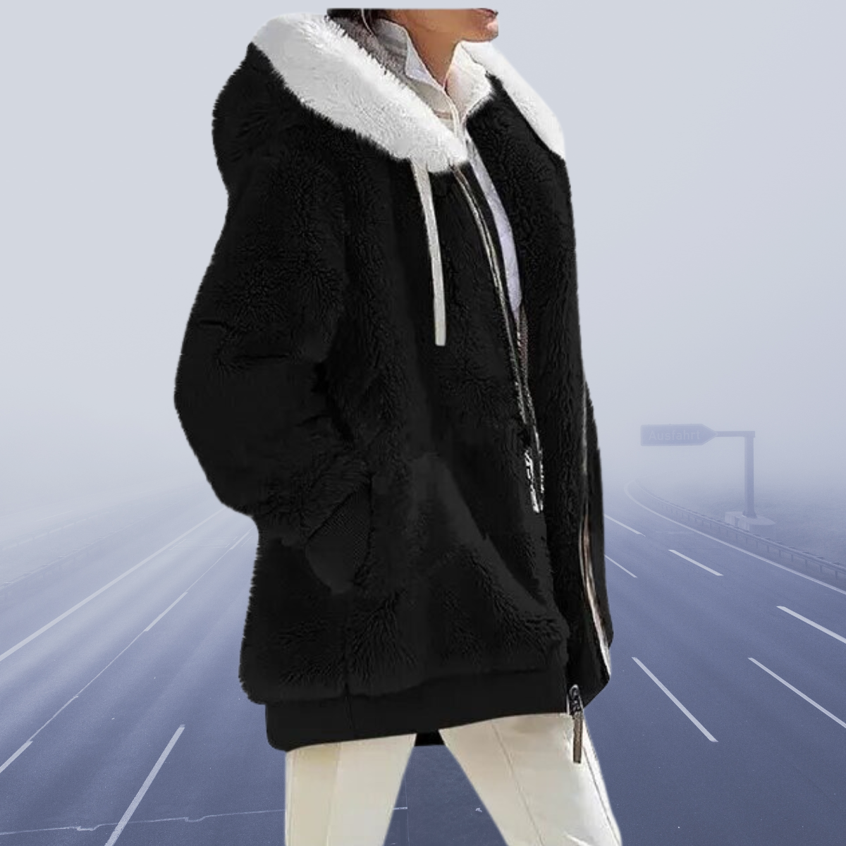 Casual Fleece Vest with Hood - Elena-Black-S-Nora Luxe