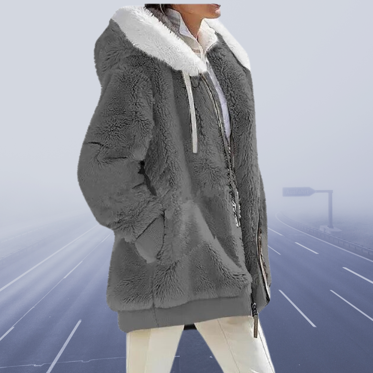 Casual Fleece Vest with Hood - Elena-Dark Gray-S-Nora Luxe