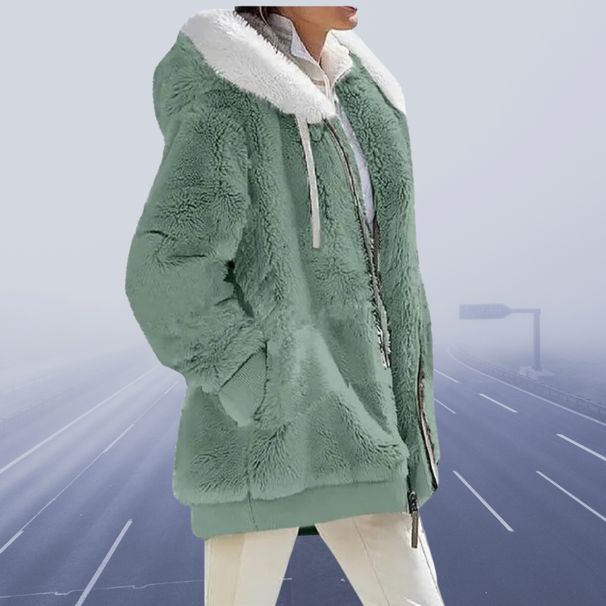 Casual Fleece Vest with Hood - Elena-Green-S-Nora Luxe