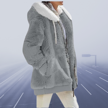 Casual Fleece Vest with Hood - Elena-Light Gray-S-Nora Luxe