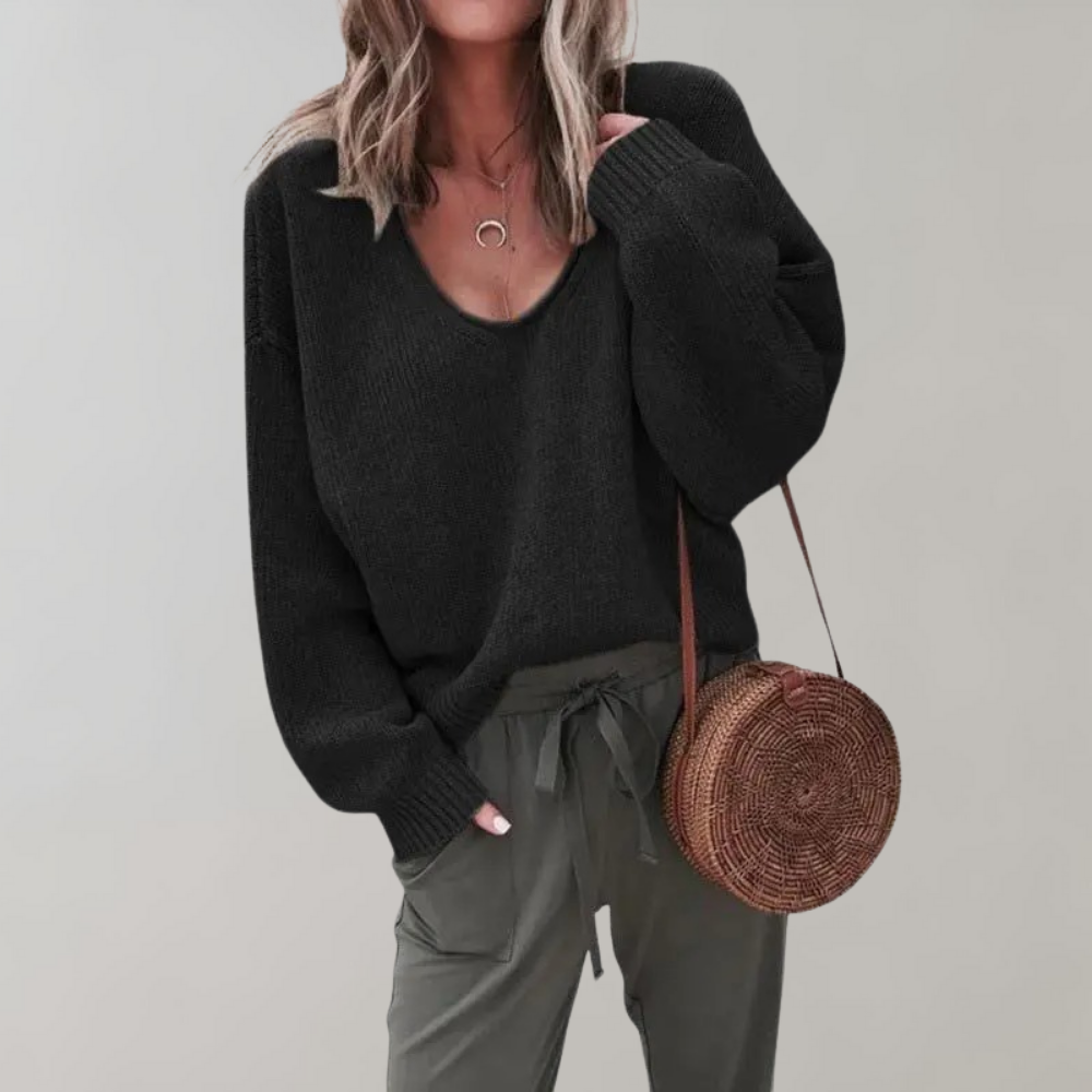Casual Knitted Women's Sweater - Mila-Black-S-Nora Luxe