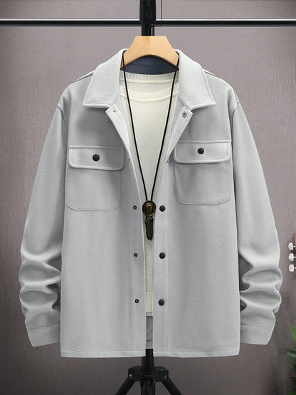 Relaxed Fit Mens Coat with Pocket Details - Pexav