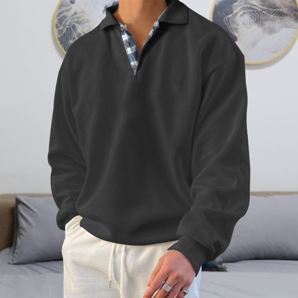 Casual Men's Polo Sweater - Oliver-Black-S-Nora Luxe