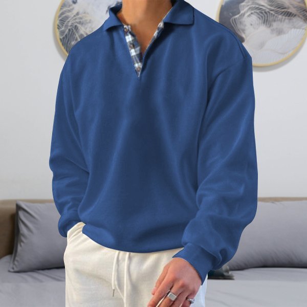 Casual Men's Polo Sweater - Oliver-Dark Blue-S-Nora Luxe