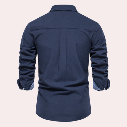 Casual Men's Shirt with Long Sleeves - Remy-Black-S-Nora Luxe
