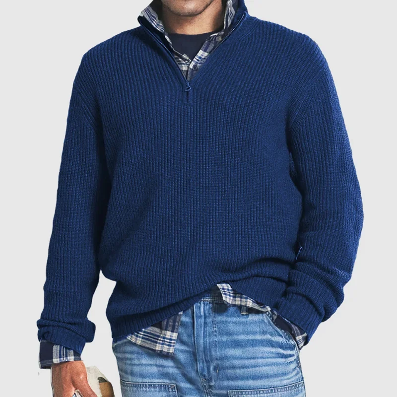 Relaxed Fit Mens Zip Up Sweater - Pexav