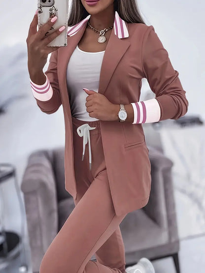 Trendy Stripe Two Piece Outfit - Pexav