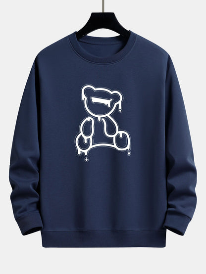 Casual Sweatshirt - BearLine-Blue-S-Nora Luxe