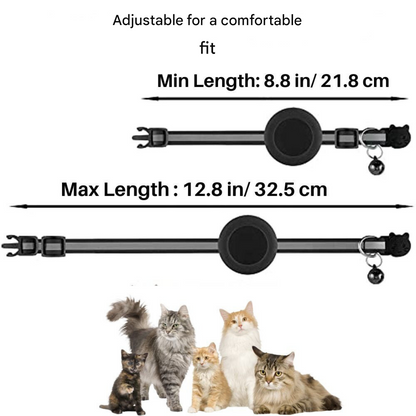 Cat Collar with Safety Closure - Milo-Black-Without GPS tracker-Nora Luxe