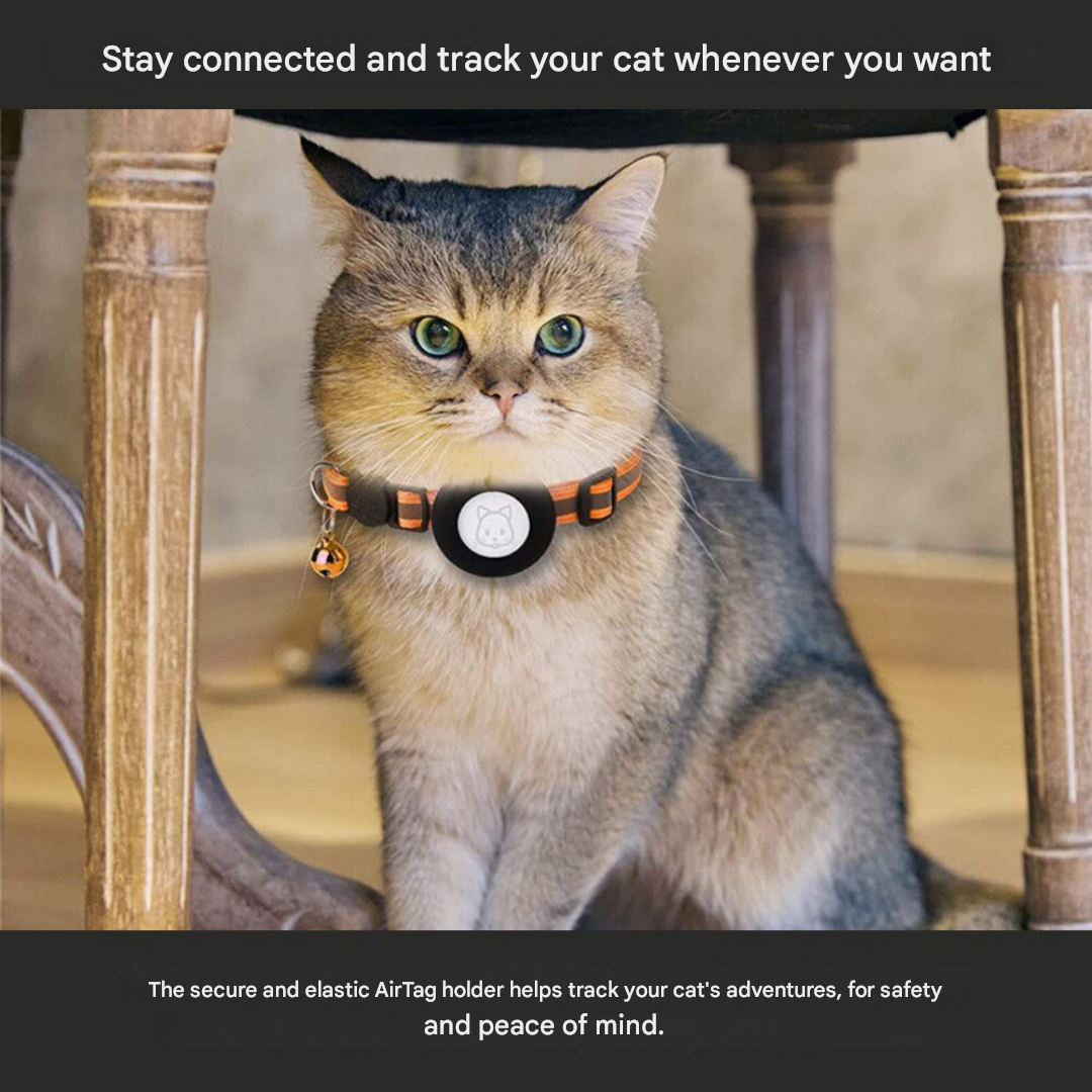 Cat Collar with Safety Closure - Milo-Black-Without GPS tracker-Nora Luxe