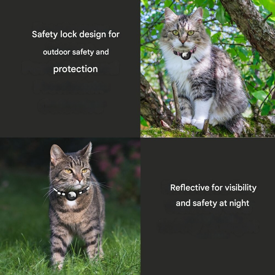 Cat Collar with Safety Closure - Milo-Black-Without GPS tracker-Nora Luxe