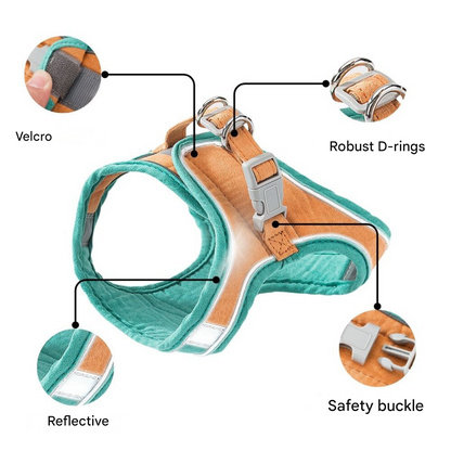 Cat harness - Oscar-Orange | Teal-S-Nora Luxe