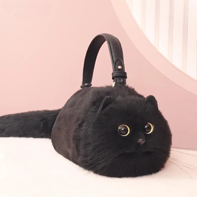 Soft Faux Fur Kitty Tote Bag - Pexav