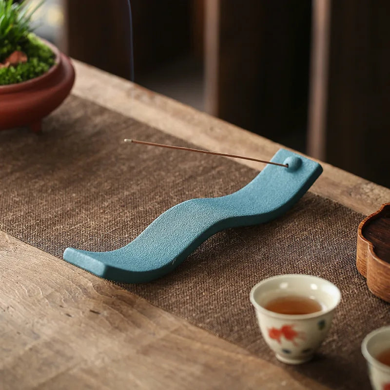 Ceramic Incense Holder - ZenWave-Blue-Nora Luxe