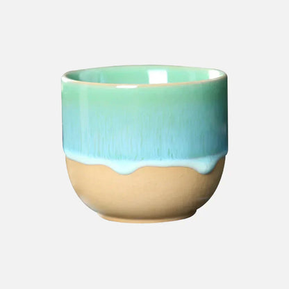 Ceramic Tea Cup - ColorSplash-Green-blue-Nora Luxe