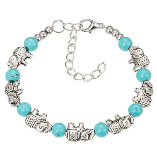 Vibrant Bohemian Elephant Charm Bracelet - Pexav