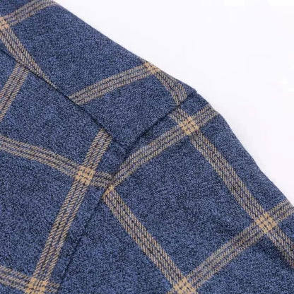 Checked Cotton Shirt - Victor-Dark Blue-XS-Nora Luxe