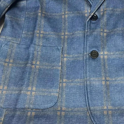 Checked Men's Blazer - Everett-Blue-S-Nora Luxe