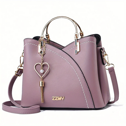 Chic Ladies Handbag - LuxeGrace-Dark Purple Solid Color-Nora Luxe