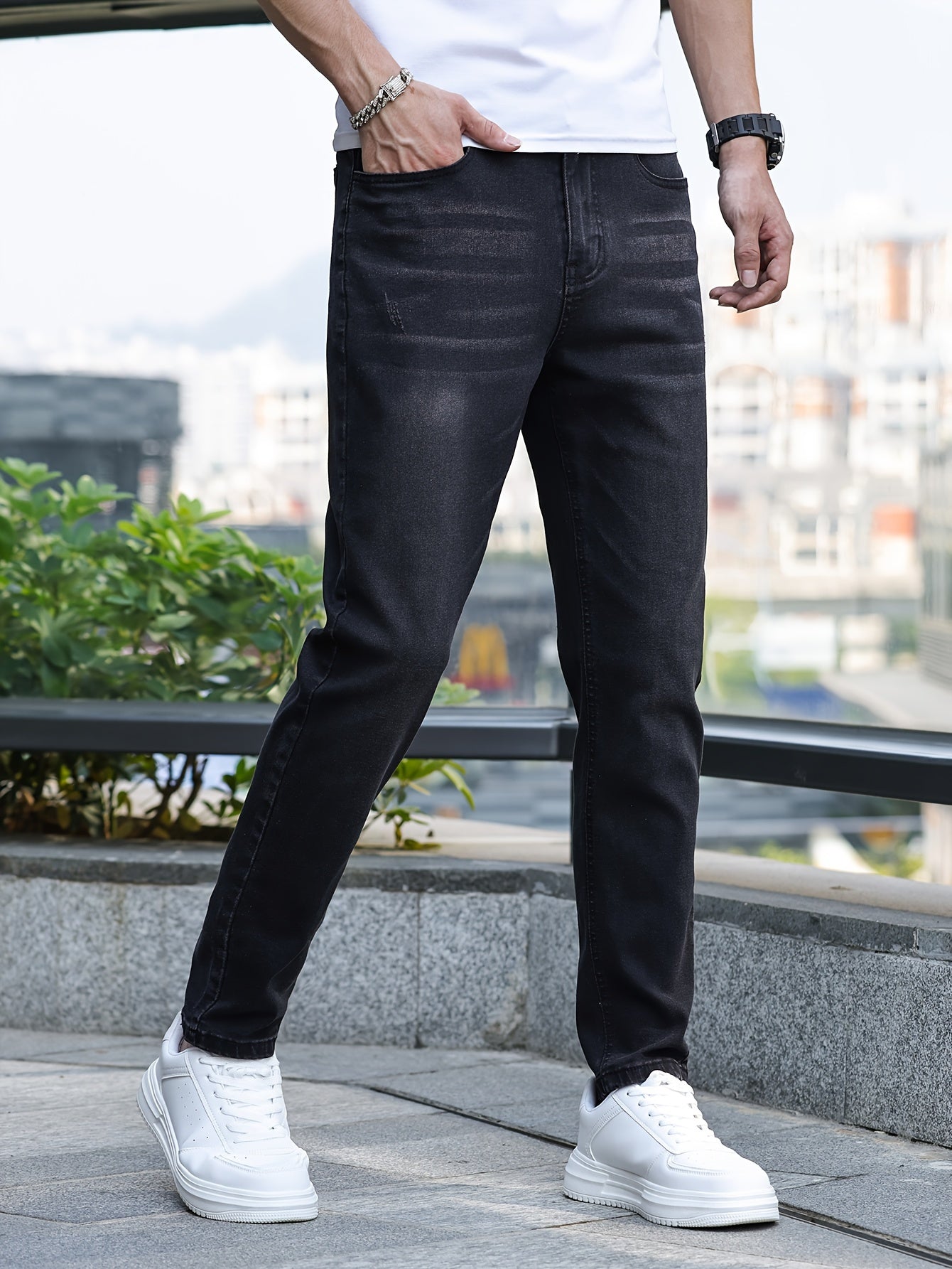 Chic Men's Streetwear Stretch Trousers - Milan-Light Blue-S-Nora Luxe