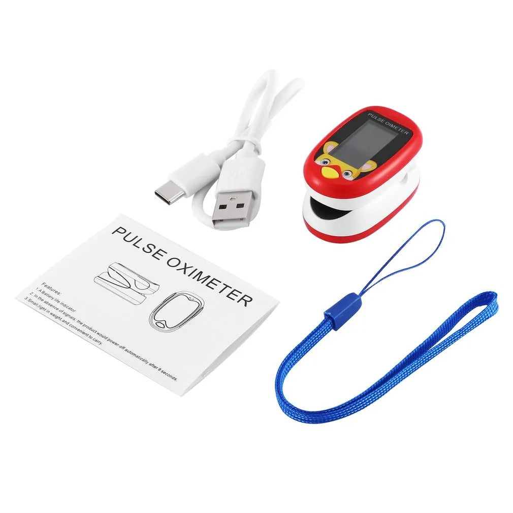 Child-friendly Pulse Oximeter for Health Monitoring - KidPulse-Red-Nora Luxe