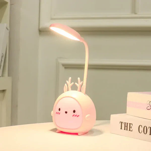 Children's reading lamp with eye protection and USB night light - BrightBuddy-Pink Deer-Nora Luxe