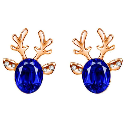 Christmas Reindeer Stud Earrings | Festive Women's Jewellery-BLUE GOLD-Nora Luxe