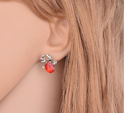 Christmas Reindeer Stud Earrings | Festive Women's Jewellery-RED GOLD-Nora Luxe