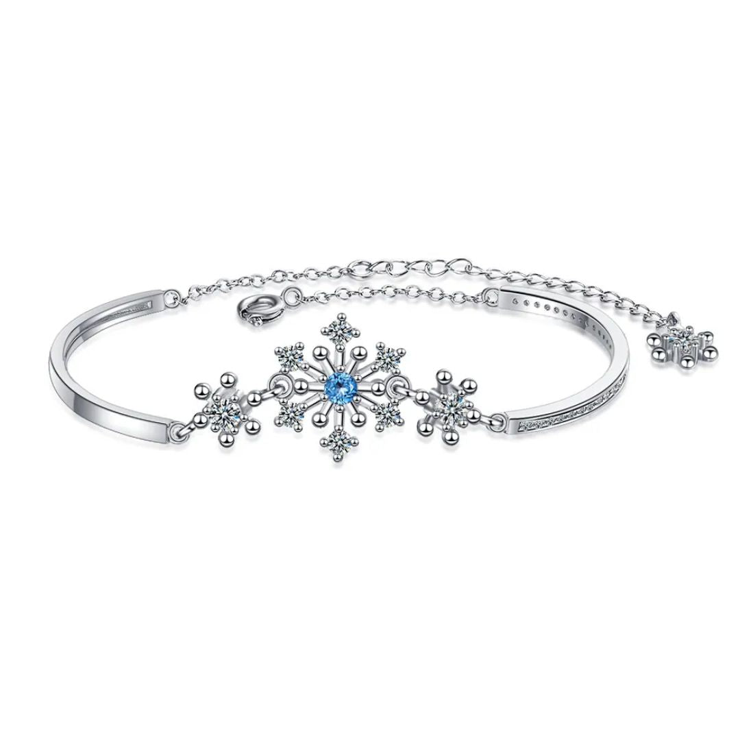 Sparkling Snowflake CZ Christmas Bracelet - Pexav