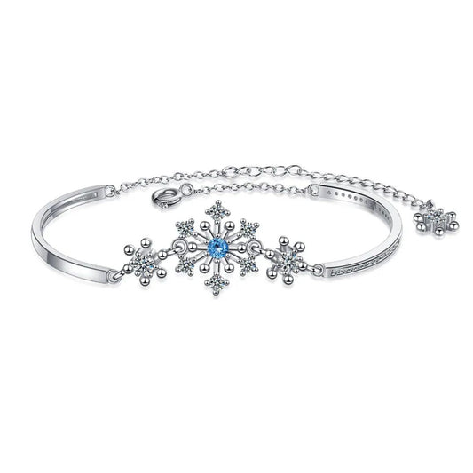 Sparkling Snowflake CZ Christmas Bracelet - Pexav