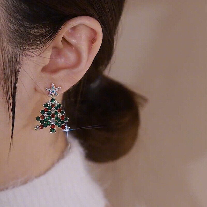 Christmas Tree Dangle Earrings | Women's Jewellery-CLEAR-Nora Luxe